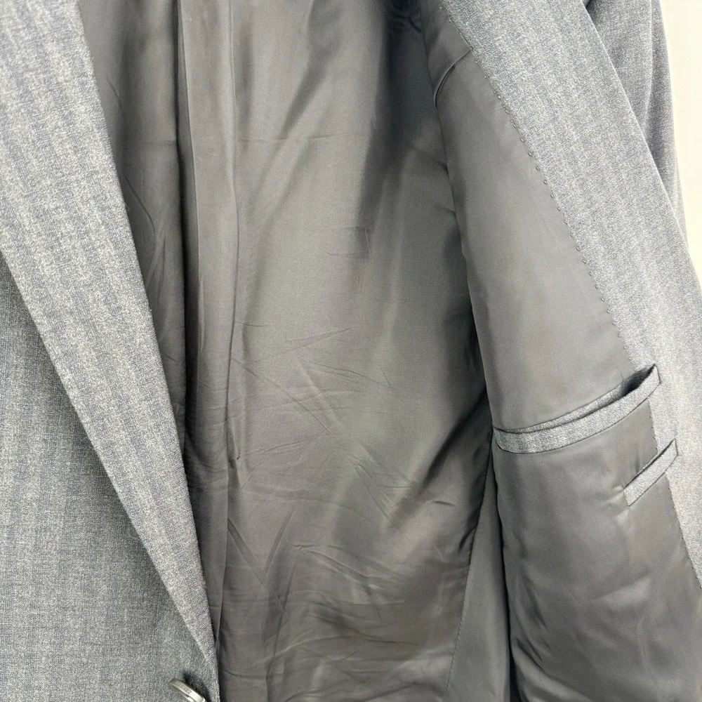 Z Zegna Sport Coat Mens 40R Gray Wool Shadow Stripe Blazer Made in Italy‎ Drop8
